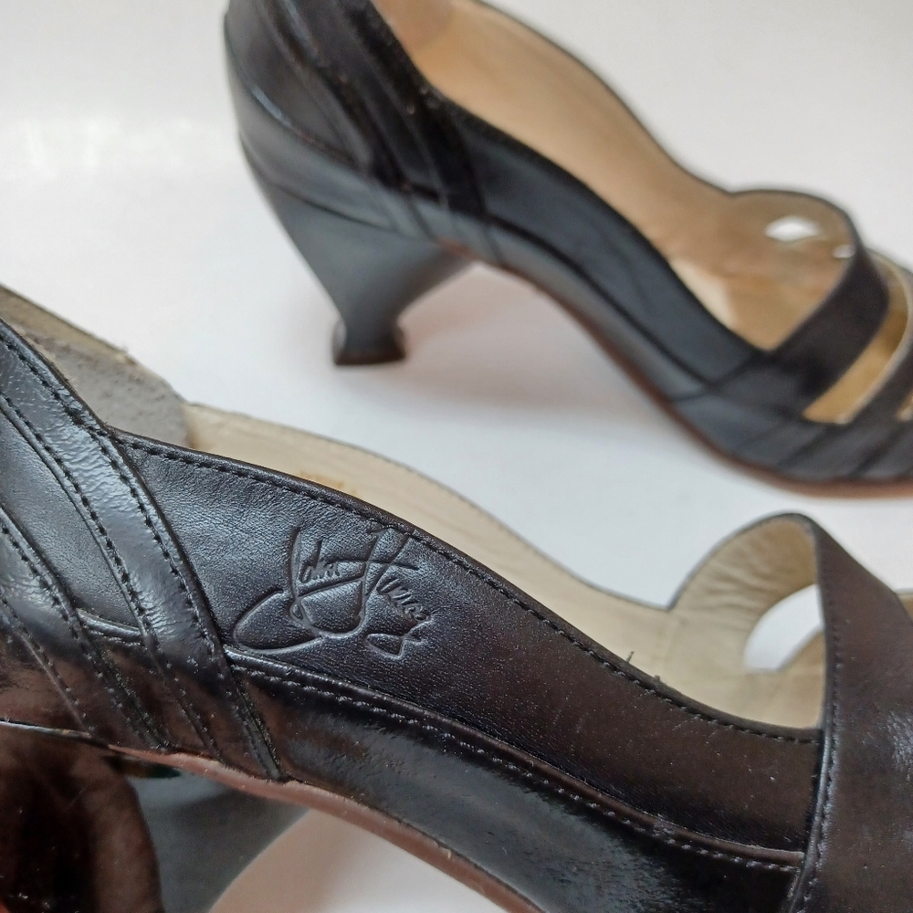 John Fluevog Heels Black Leather Pumps Blind Faith Womens size 7 - Picture 10 of 16